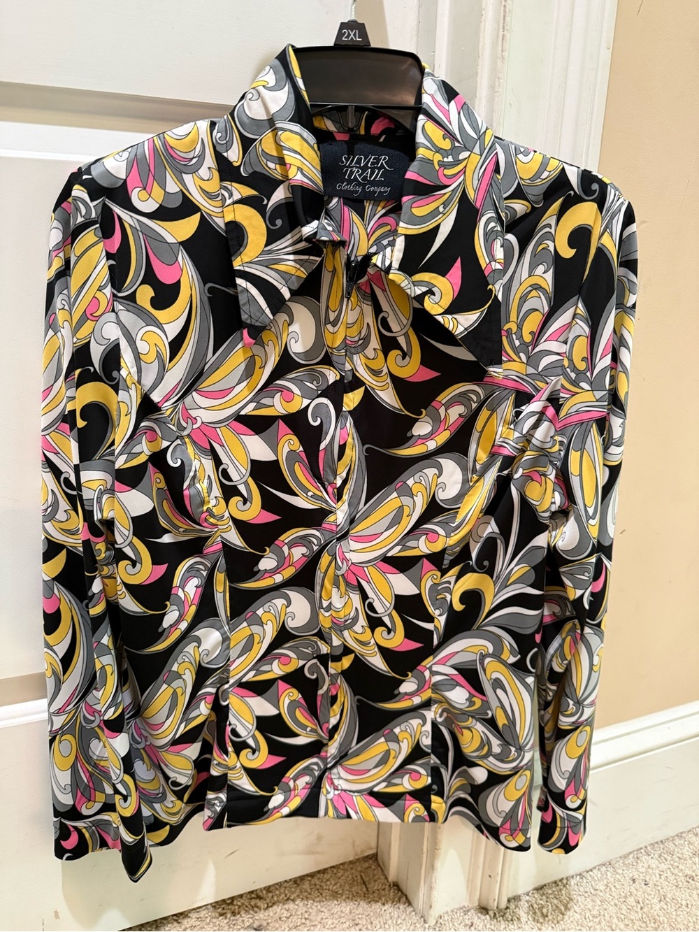 Silver Trail Western show shirt Black Multi-Color ladies M